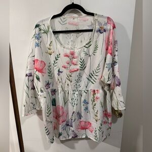 Women’s Floral Blouse Top Shirt Size 3XL
